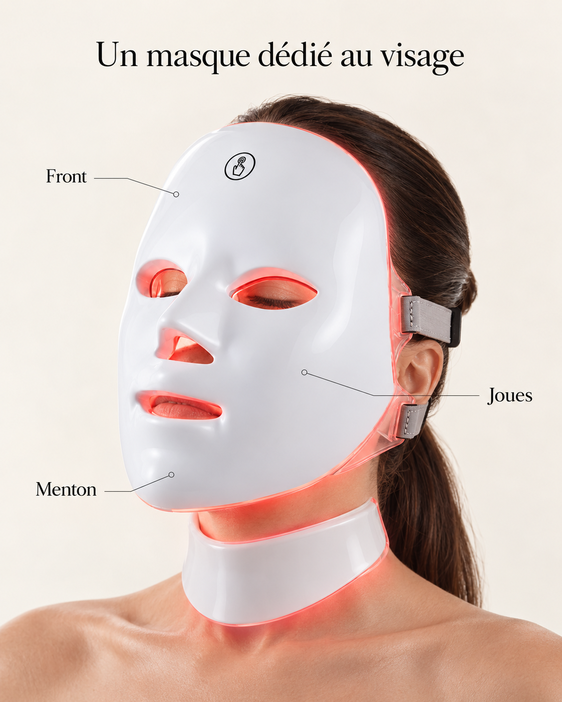Masque LED visage LUMÉA à lueur rouge